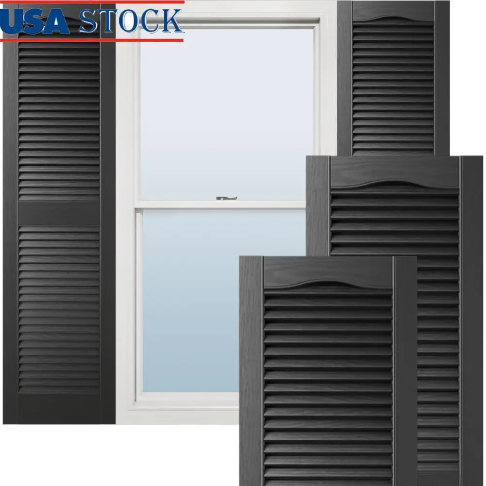 Vinyl Shutters Standard Cathedral Top Open Louver Shutters Pair with Installation Hardware Durable Construction Easy Install