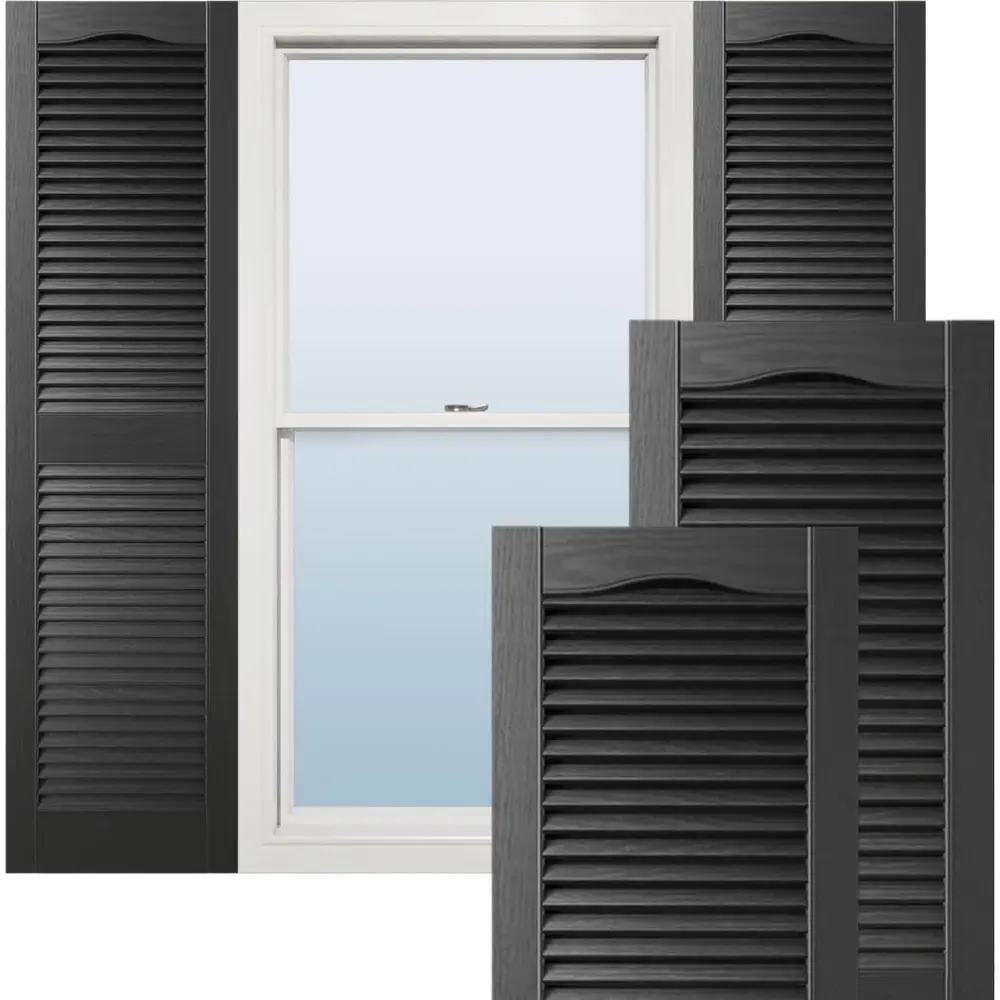 Vinyl Shutters Standard Cathedral Top Open Louver Shutters Pair with Installation Hardware Durable Construction Easy Install