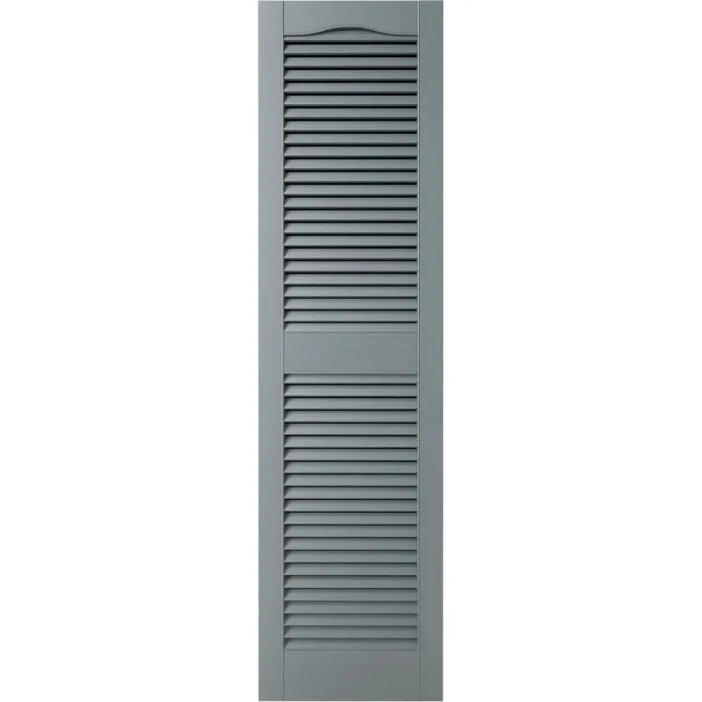 Standard Cathedral Top Open Louver Shutters 12in W x 25in H Pair Includes Installation Spikes Authentic Woodgrain Detail Easy