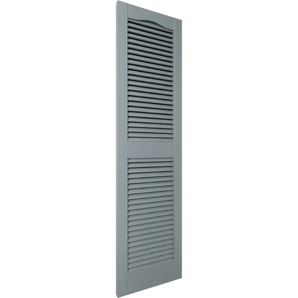 Standard Cathedral Top Open Louver Shutters 12in W x 25in H Pair Includes Installation Spikes Authentic Woodgrain Detail Easy