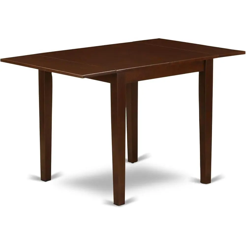 5 Piece Modern Dining Set Dropleaf Solid Wood Table with Upholstered Linen Chairs Comfortable High Backrest Kitchen Furniture
