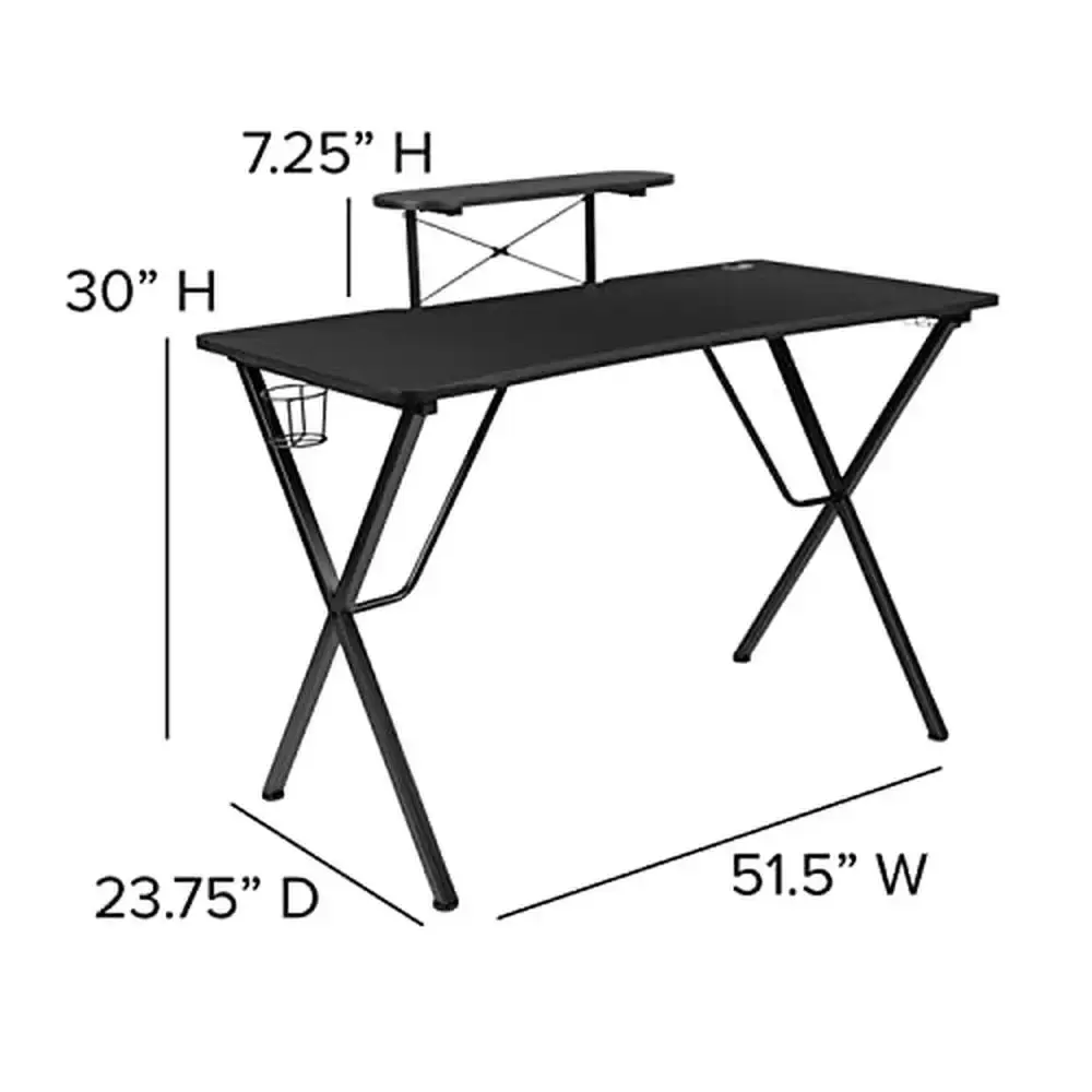 Gaming Desk and Chair Set with Cup Holder Headphone Hook Camo Mesh and Monitor Stand Ergonomic High Back Flip-up Arms Black
