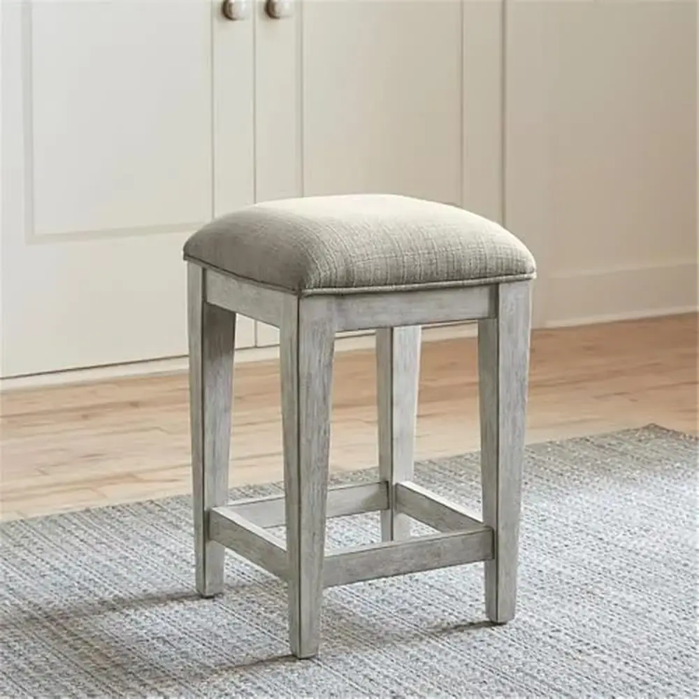 Heartland Upholstered Console Stool Set 2-Piece Square to Round Legs Weight Limit 250 Seat Height 26" Distressed Finish Assembly