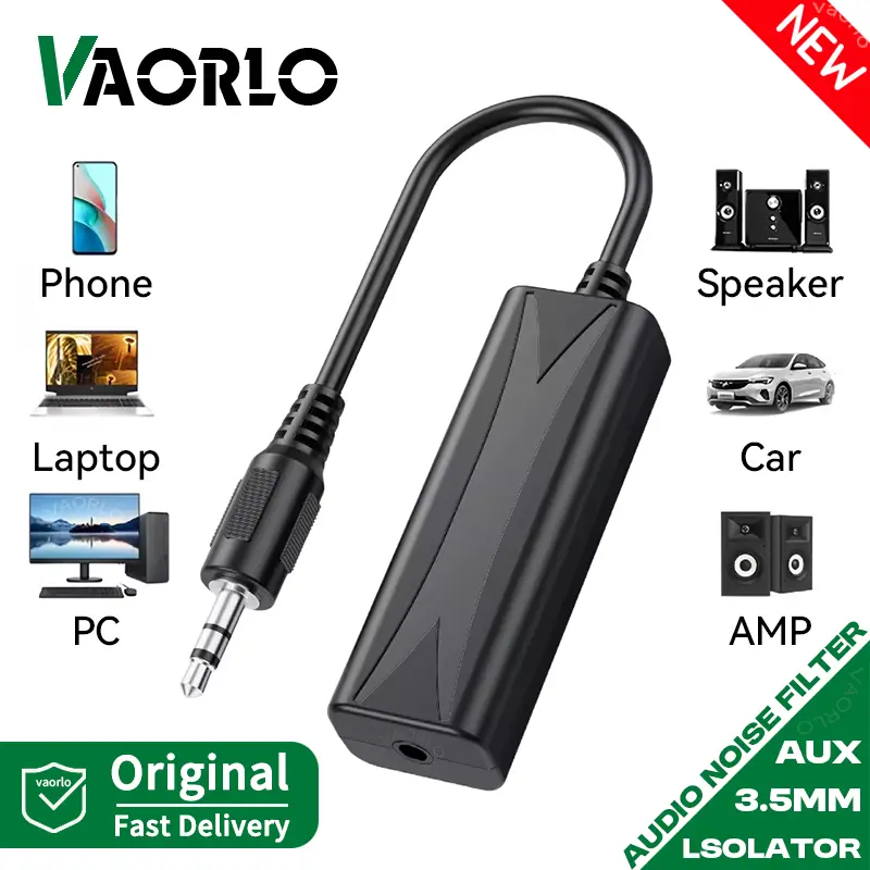 3.5mm Audio Aux Cable Anti-interference Ground Loop Noise Filter Lsolator Eliminate Cancelling For Home Stereo Car Audio System