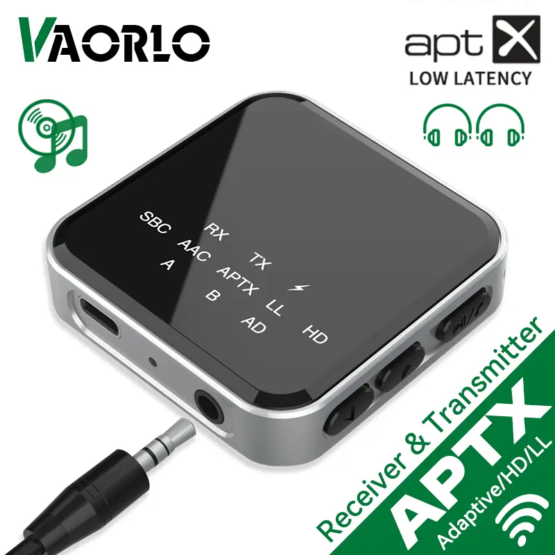 aptX-Adaptive/LL/HD Bluetooth Audio Transmitter Receiver 3.5MM AUX Low Latency Lossless Music Wireless Adapter For Car TV PC