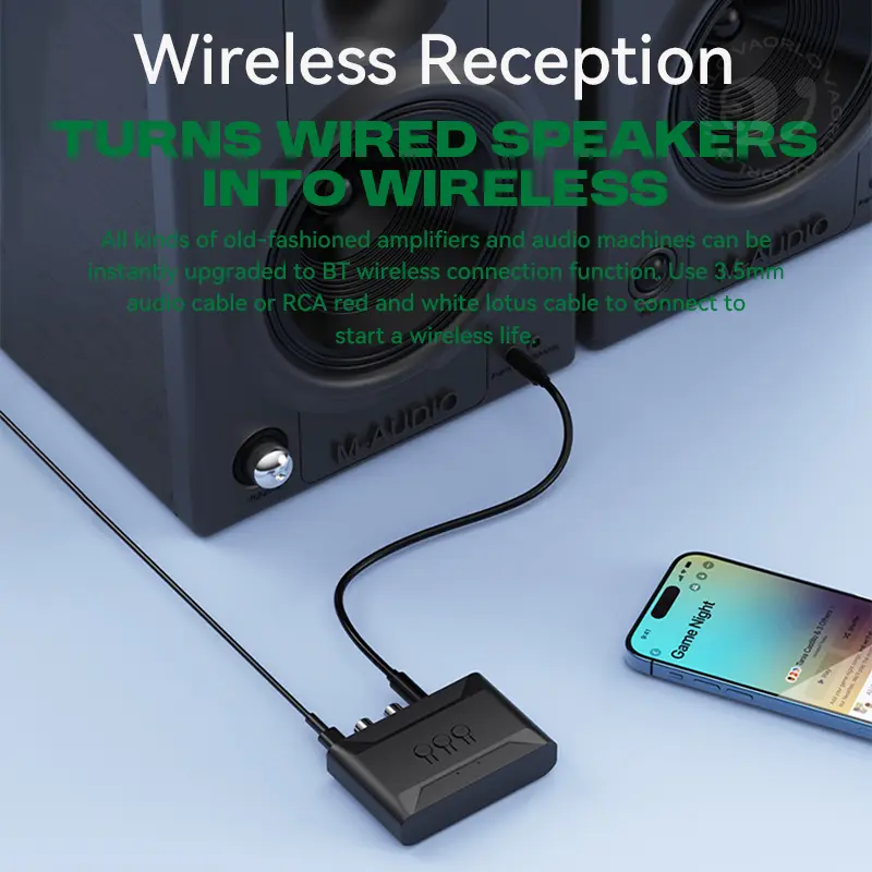 NEW USB Bluetooth 5.4 Audio Receiver Adapter Wireless Stereo Music 3.5mm AUX R/L RCA With Mic Support U-Disk For Car Speaker Amp