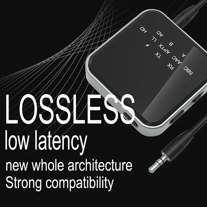 aptX-Adaptive/LL/HD Bluetooth Audio Transmitter Receiver 3.5MM AUX Low Latency Lossless Music Wireless Adapter For Car TV PC
