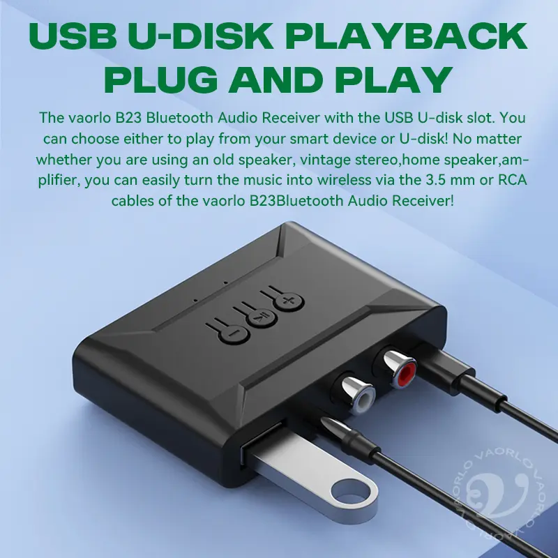 NEW USB Bluetooth 5.4 Audio Receiver Adapter Wireless Stereo Music 3.5mm AUX R/L RCA With Mic Support U-Disk For Car Speaker Amp