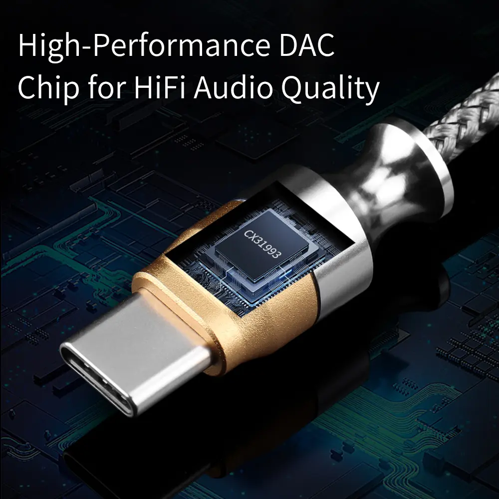 QKZ CX31993 USB Type-C to 3.5mm Audio interface Headphone Amplifier HiFi DAC Earphone Sound Amplifier 32bit 384kHz Audio Adapter