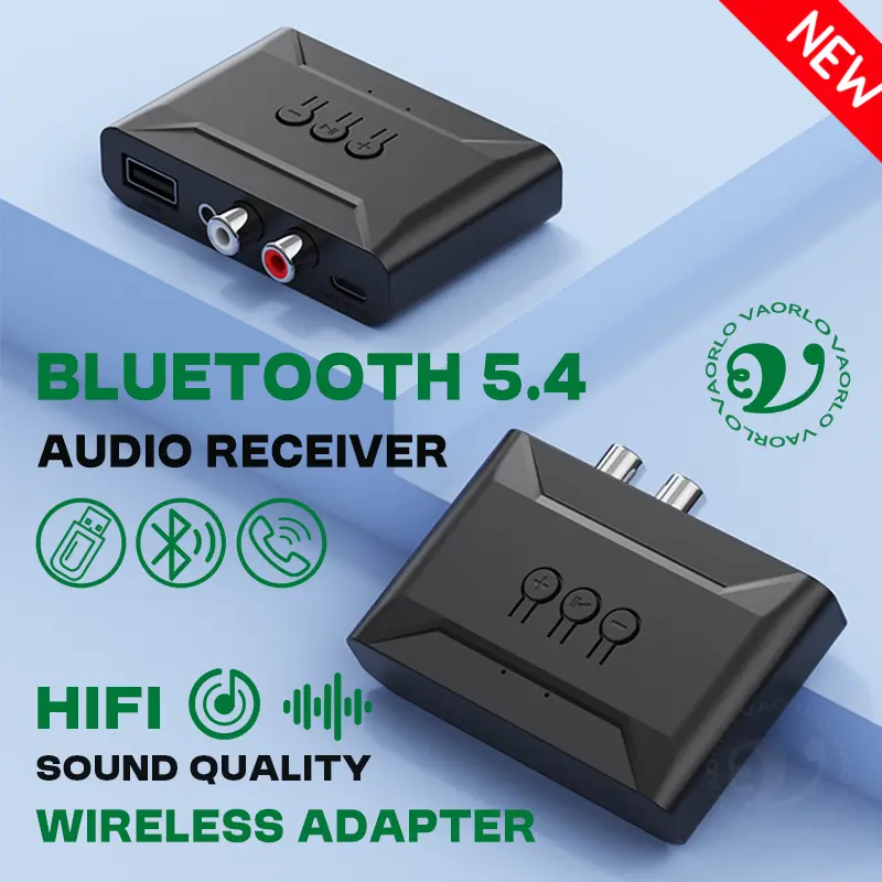 NEW USB Bluetooth 5.4 Audio Receiver Adapter Wireless Stereo Music 3.5mm AUX R/L RCA With Mic Support U-Disk For Car Speaker Amp