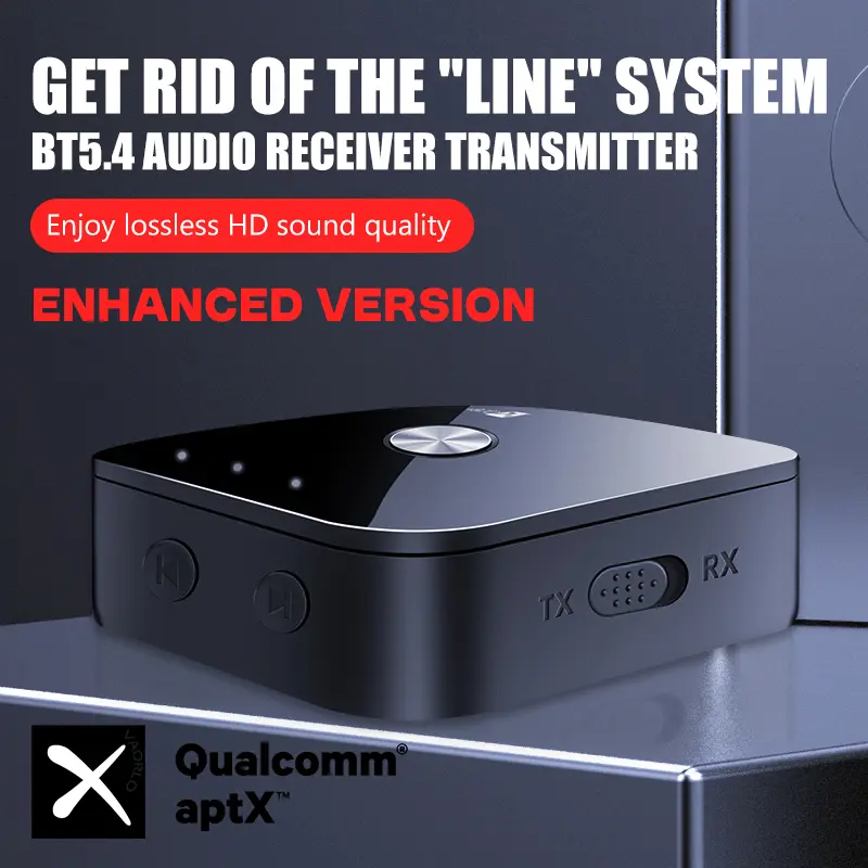 Bluetooth 5.4 Audio Transmitter Receiver aptX-Adaptive/HD/LL 3.5MM AUX RCA 2 in 1 Multipoint Wireless Adapter Hifi Stereo Music