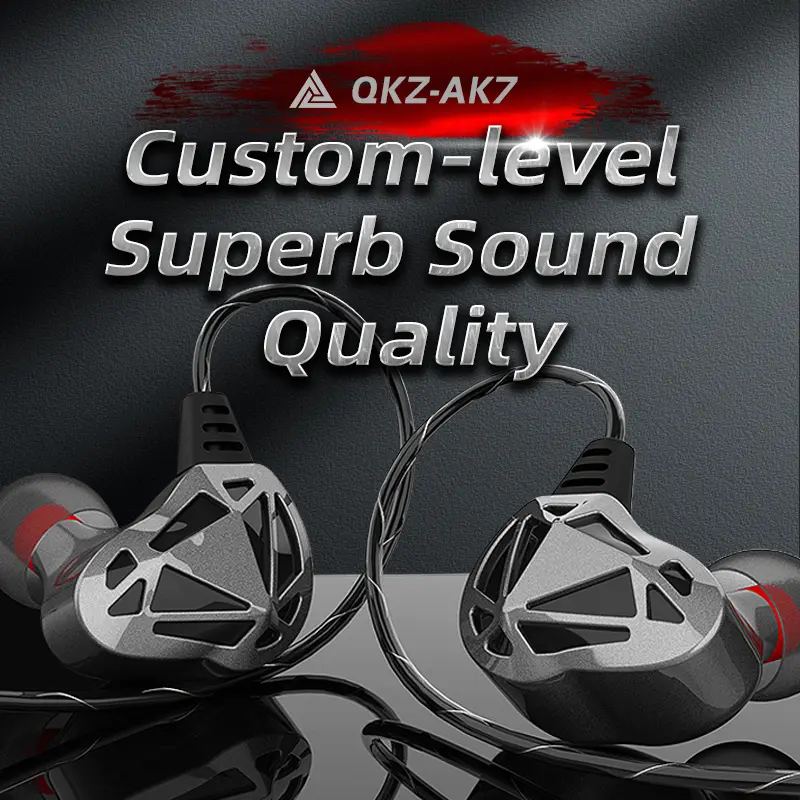 QKZ AK7 Copper Driver Wired Earphones HiFi Bass Stereo Super Clear Gaming Headset Music Sport 3.5mm AUX In Ear Earbuds With MIC