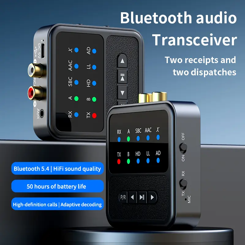 2 in 1 aptX Bluetooth 5.4 Audio Transmitter Receiver 3.5MM AUX RCA aptX-Adaptive AD/HD/LL AAC HiFi Stereo Music Wireless Adapter