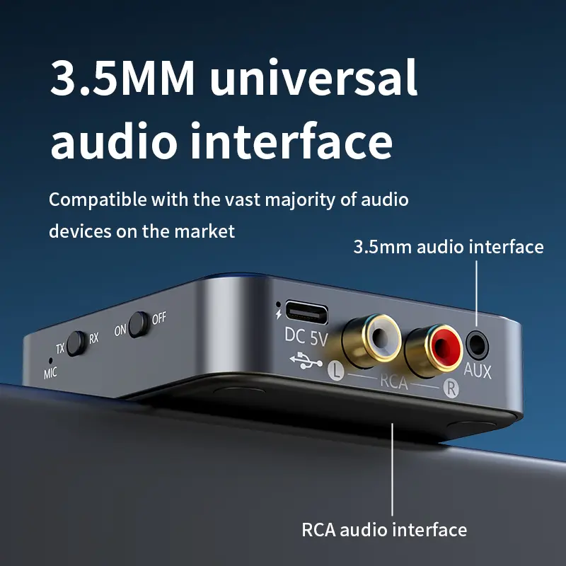 2 in 1 aptX Bluetooth 5.4 Audio Transmitter Receiver 3.5MM AUX RCA aptX-Adaptive AD/HD/LL AAC HiFi Stereo Music Wireless Adapter