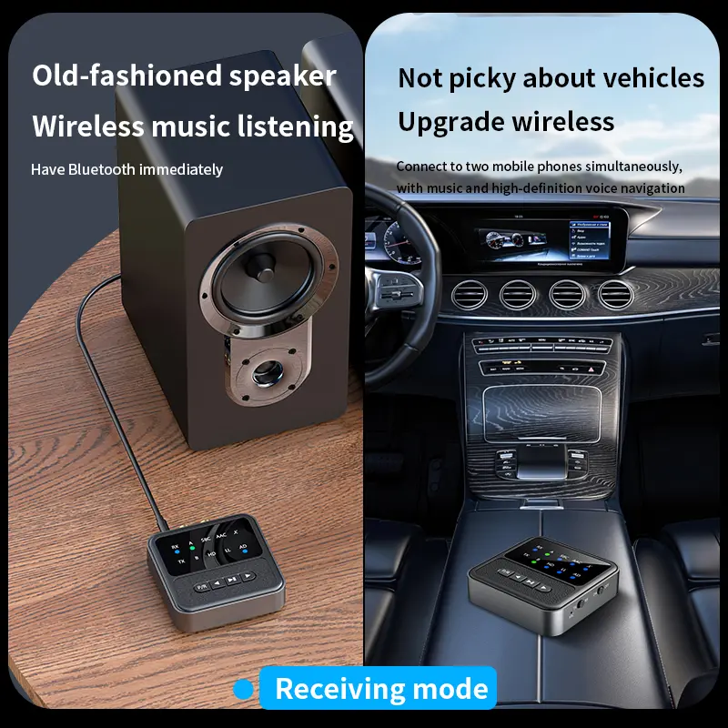2 in 1 aptX Bluetooth 5.4 Audio Transmitter Receiver 3.5MM AUX RCA aptX-Adaptive AD/HD/LL AAC HiFi Stereo Music Wireless Adapter