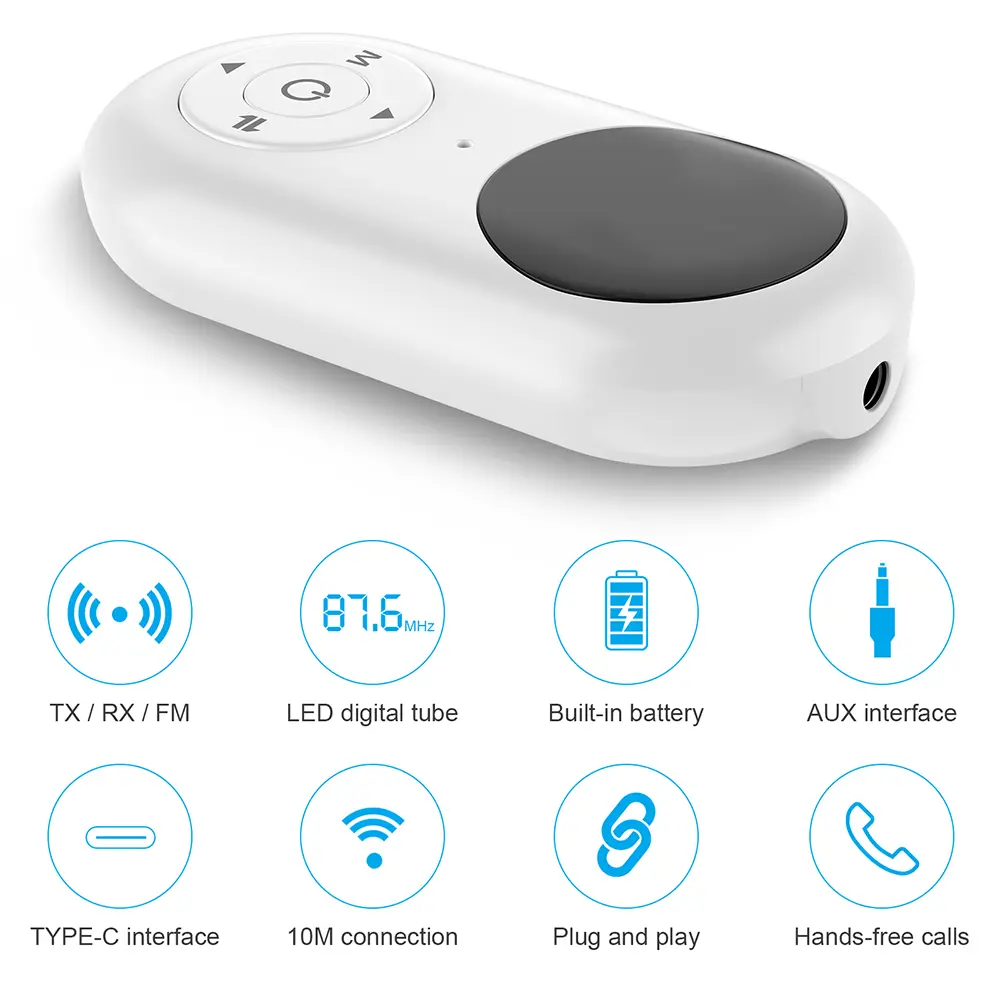 3 in 1 Bluetooth 5.3 Audio Receiver Transmitter 3.5MM AUX FM Transmitter Wireless Audio Adapter With Mic For Car TV PC Speaker