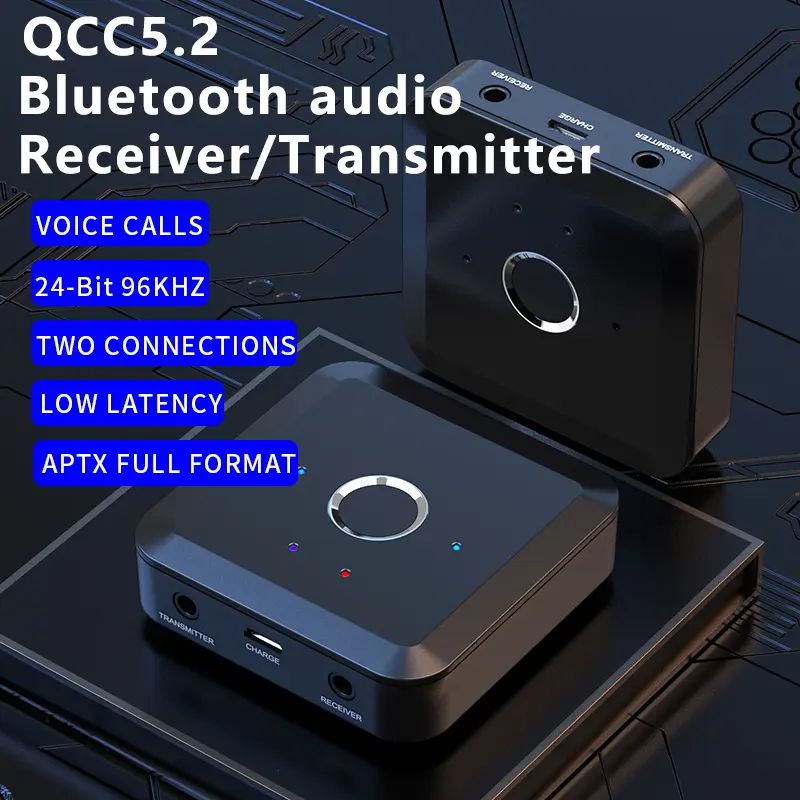 aptX Adaptive/LL/HD 2-in-1 Bluetooth Audio Transmitter Receiver 24Bit 96Khz 3.5MM AUX HIFI Music Wireless Adapter For TV PC Car