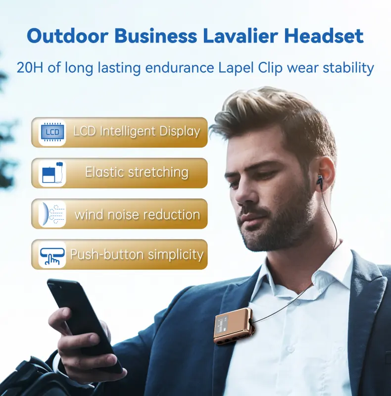 K75/K89 Lavalier Business Bluetooth 5.4 Wireless Headset Talk/Music 20H LCD Digital Display Earphone With Mic Noice Cancelling