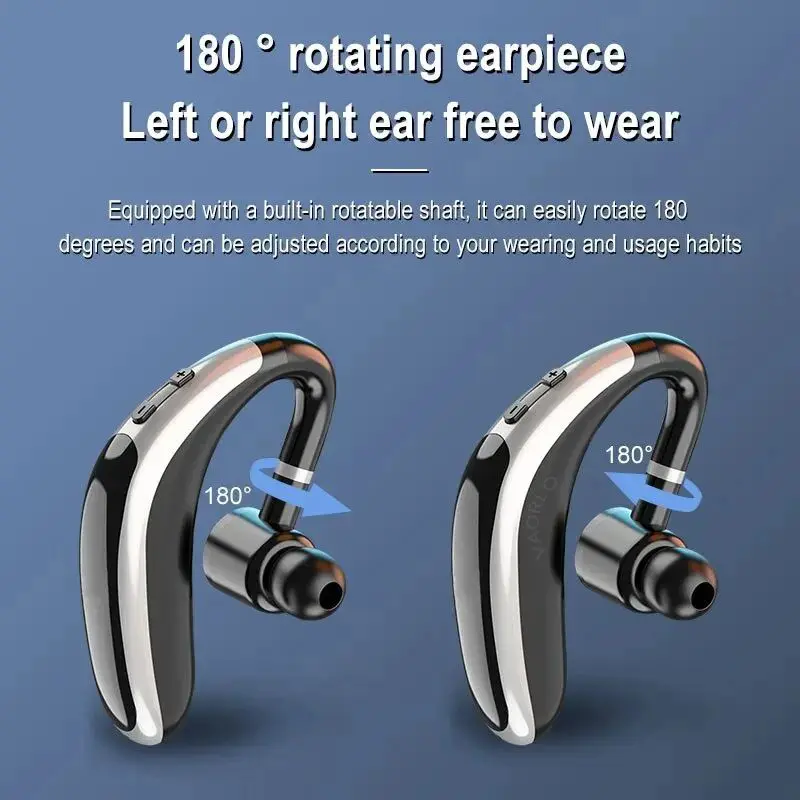 VAORLO Wireless Bluetooth Headset With HD MIC Earphone 180° Rotatio Left/Right Ear Universal For Business Sport Music Driver Car