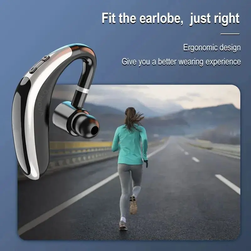 VAORLO Wireless Bluetooth Headset With HD MIC Earphone 180° Rotatio Left/Right Ear Universal For Business Sport Music Driver Car