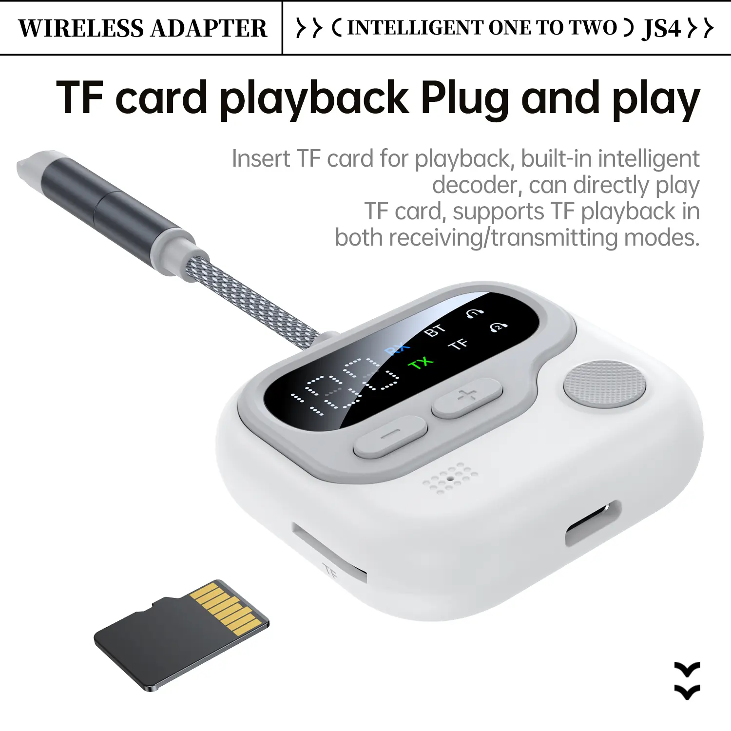 2 In 1 Multipoint Bluetooth 5.4 Audio Receiver Transmitter 3.5mm AUX TF Card HIFI Airplane Wireless Adapter With Mic LED Display