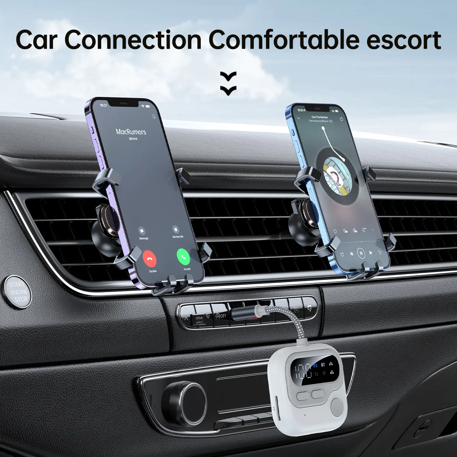 2 In 1 Multipoint Bluetooth 5.4 Audio Receiver Transmitter 3.5mm AUX TF Card HIFI Airplane Wireless Adapter With Mic LED Display
