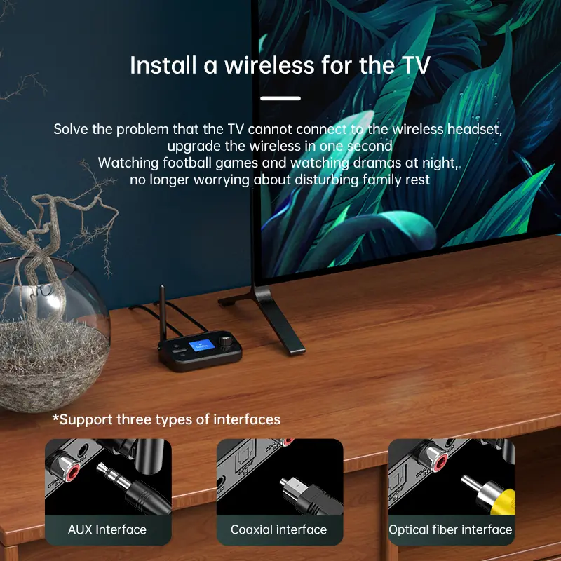 Multi-Function Bluetooth Audio Transmitter Receiver 3.5mm AUX Optical Coaxial Stereo Wireless Adapter DAC Converter For TV PC