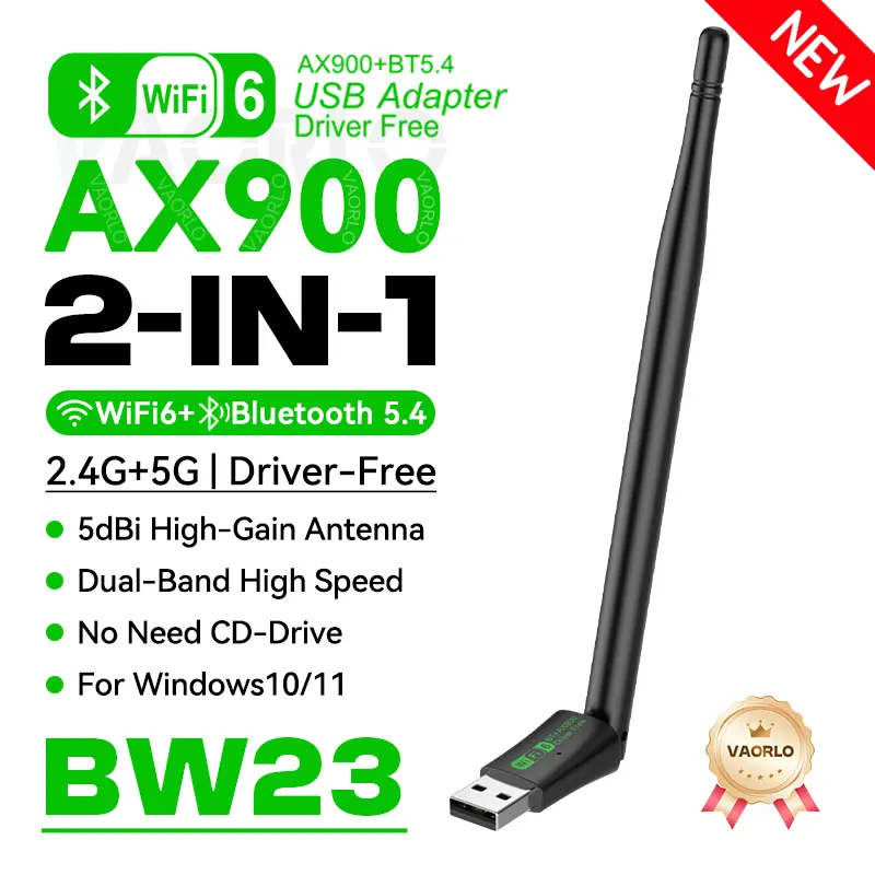 900Mbps WiFi6 Adapter Bluetooth 5.4 2.4G/5Ghz WiFi Dongle AX900 With Antenna Wireless Network Card Receiver WIN10/11 Driver Free