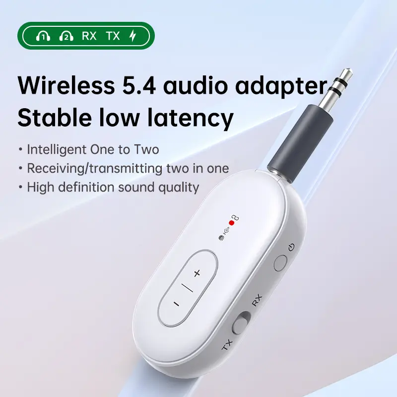 2-in-1 Bluetooth 5.4 Audio Receiver Transmitter Multipoint Wireless Adapter With MIC 3.5MM AUX For Airplane TV PC Car Speakers