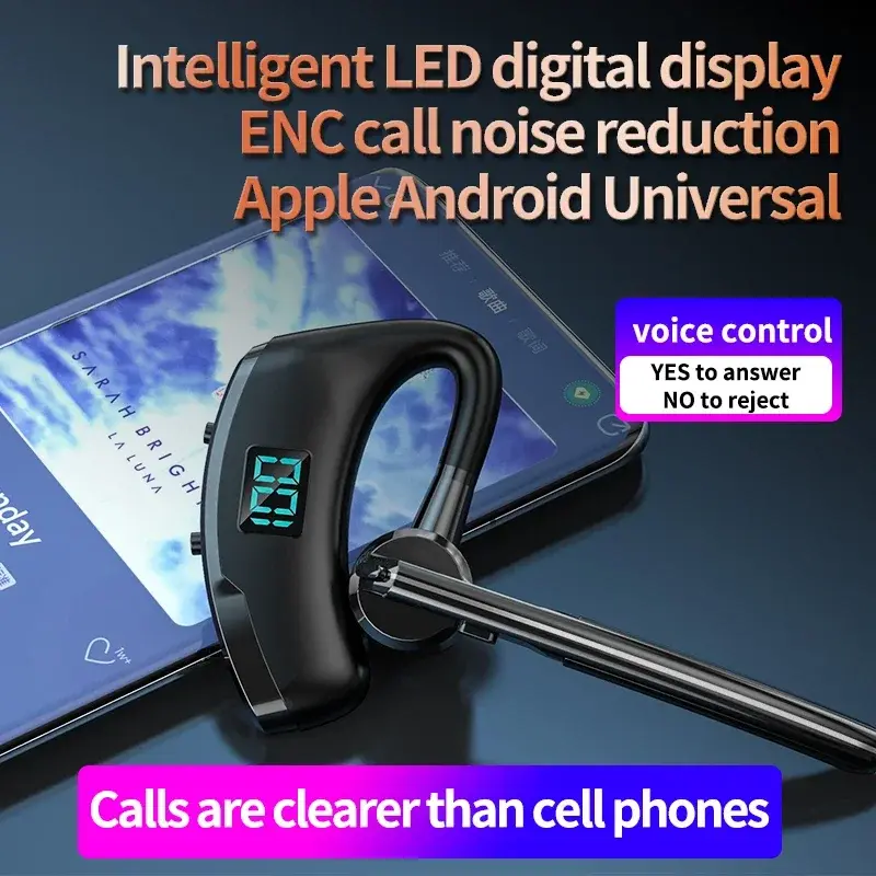 NEW V8S Bluetooth Earphones LED Power Display Wireless Headphones Voice Control Incoming Calls With HD MIC 30 Hours Music Time