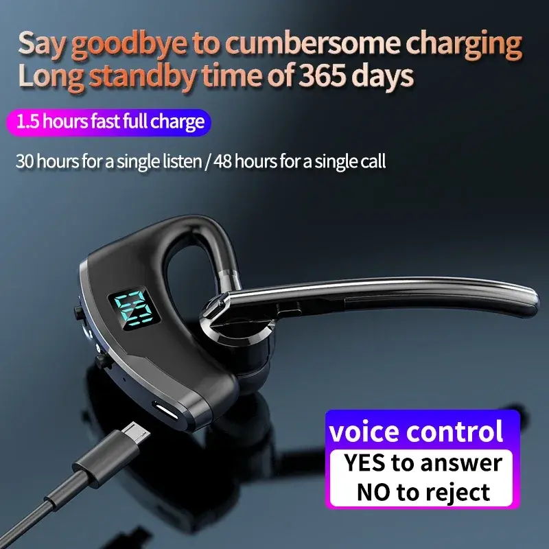 NEW V8S Bluetooth Earphones LED Power Display Wireless Headphones Voice Control Incoming Calls With HD MIC 30 Hours Music Time