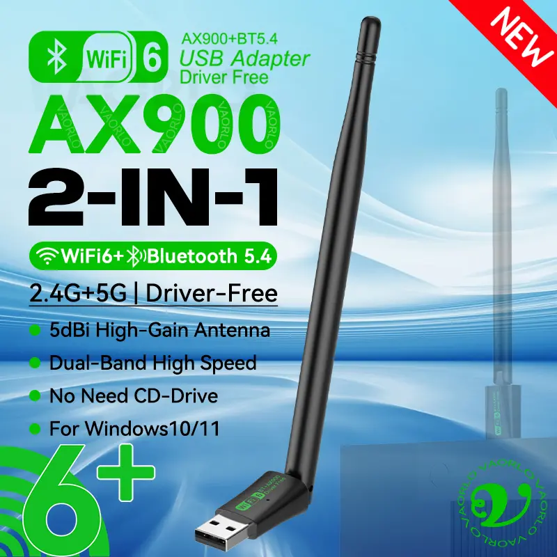 AX900 USB WIFI6 Bluetooth 5.4 Adapter 2.4G+5GHz Dual Band 802.11AX Wireless Network Card Receiver Dongle Antenna For WIN10/11