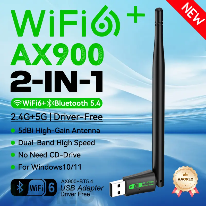 AX900 USB WIFI6 Bluetooth 5.4 Adapter 2.4G+5GHz Dual Band 802.11AX Wireless Network Card Receiver Dongle Antenna For WIN10/11