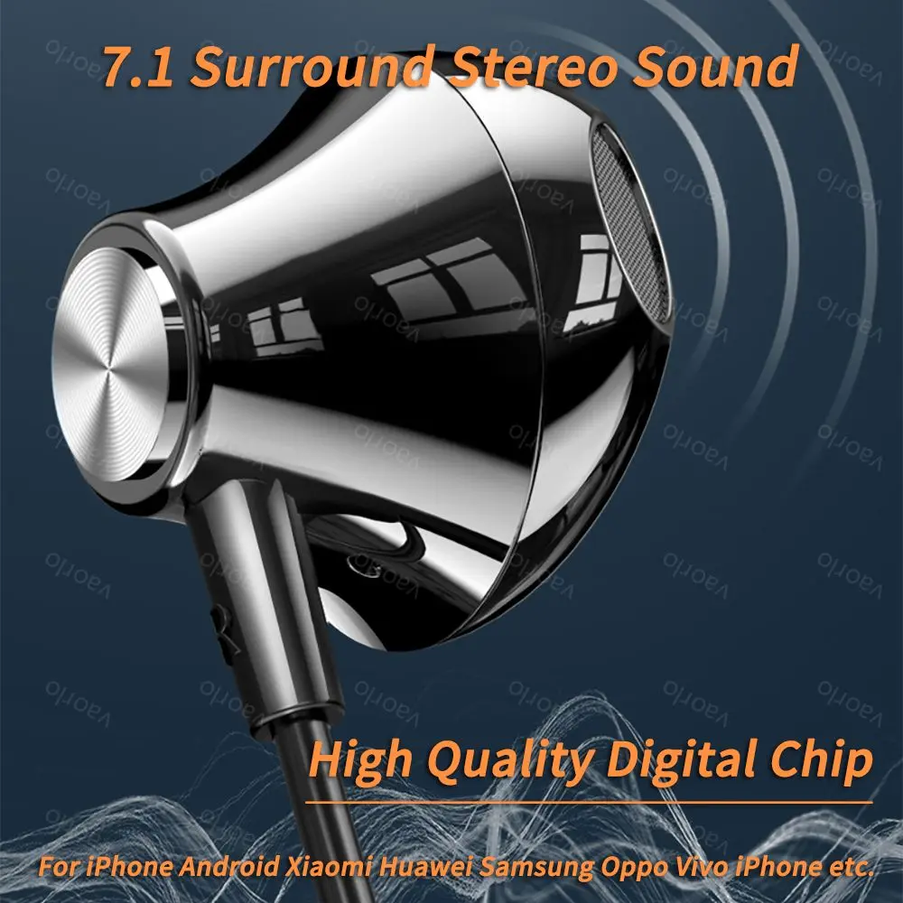 Digital Chip Wired Earphone 3.5mm AUX/Type C 9D HiFi Surround HD MIC In-Ear Karaoke Headsets For Samsung Huawei Xiaomi iPad PC