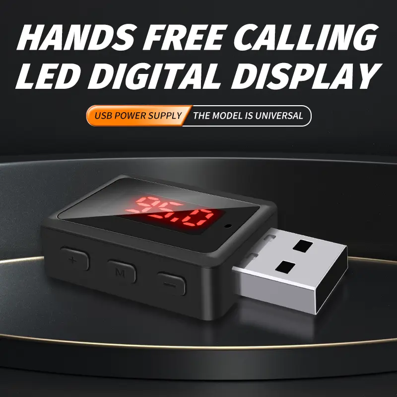 Car Bluetooth 5.3 Transmitter Receiver Handsfree Call Mini USB Power Car Kit Auto Stereo Wireless Audio Adapter For Car FM Radio