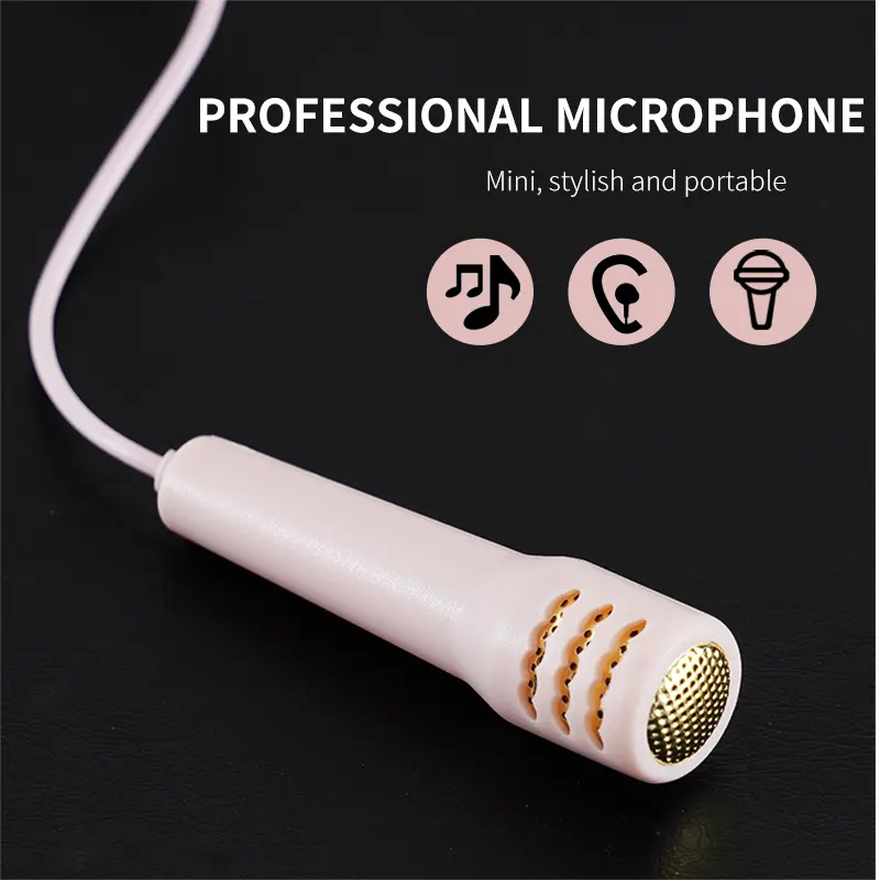 Mini Karaoke Wired Earphone HD Mic All-in-one Stereo 3.5mm AUX in-Ear Headset K-Song Headphone For Singing Live Broadcast Music