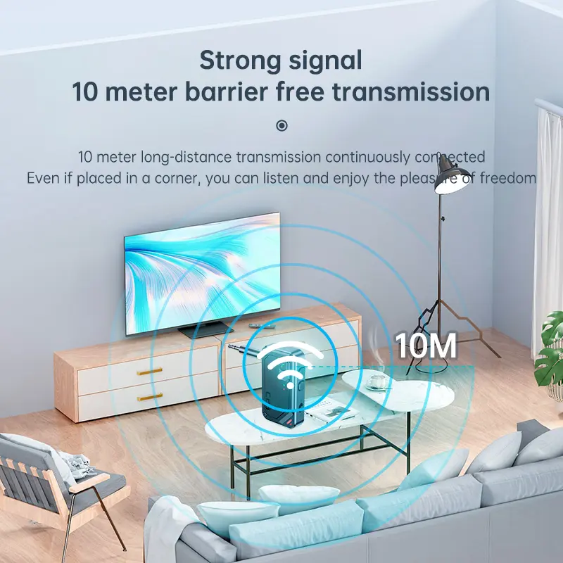 2 in 1 Bluetooth 5.3 Audio Adapter Receiver Transmitter 3.5mm AUX HIFI Stereo Small With Mic For TV PC Car Speakers Airplane