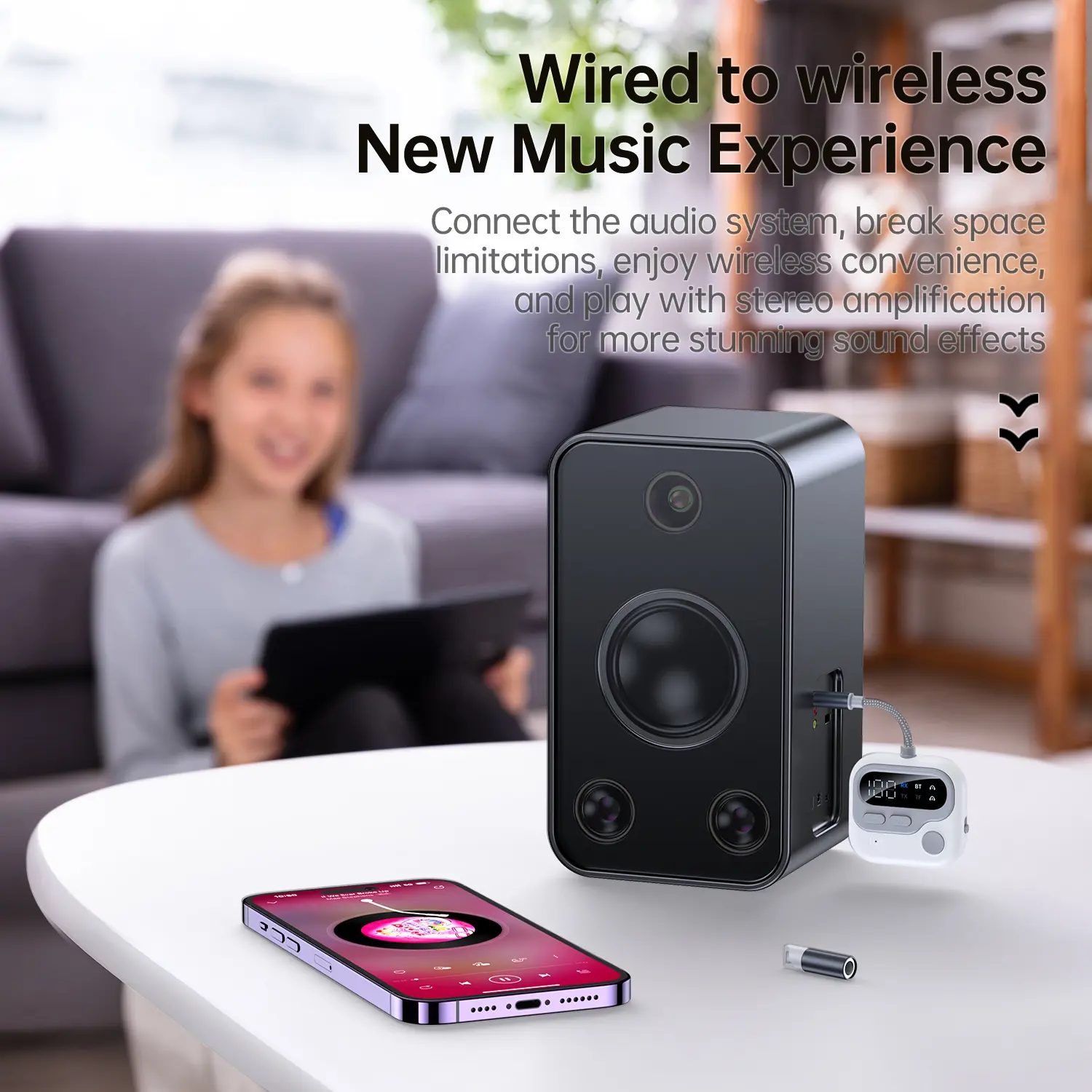 2 In 1 Multipoint Bluetooth 5.4 Audio Transmitter Receiver TF Card Play 3.5MM AUX With Mic Stereo Music Wireless Adapter For Car