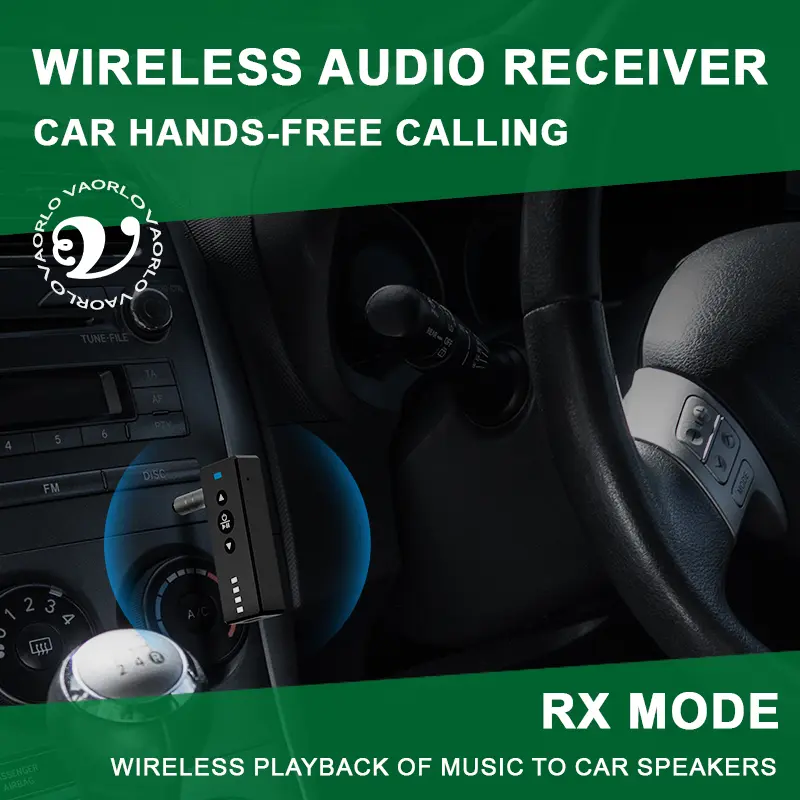 Bluetooth 5.4 Audio Transmitter Receiver 3.5MM AUX Support TF Card Play MIC Collar-Clip Wireless Adapter For Car Airplane TV PC