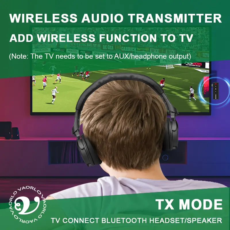 Bluetooth 5.4 Audio Transmitter Receiver 3.5MM AUX Support TF Card Play MIC Collar-Clip Wireless Adapter For Car Airplane TV PC