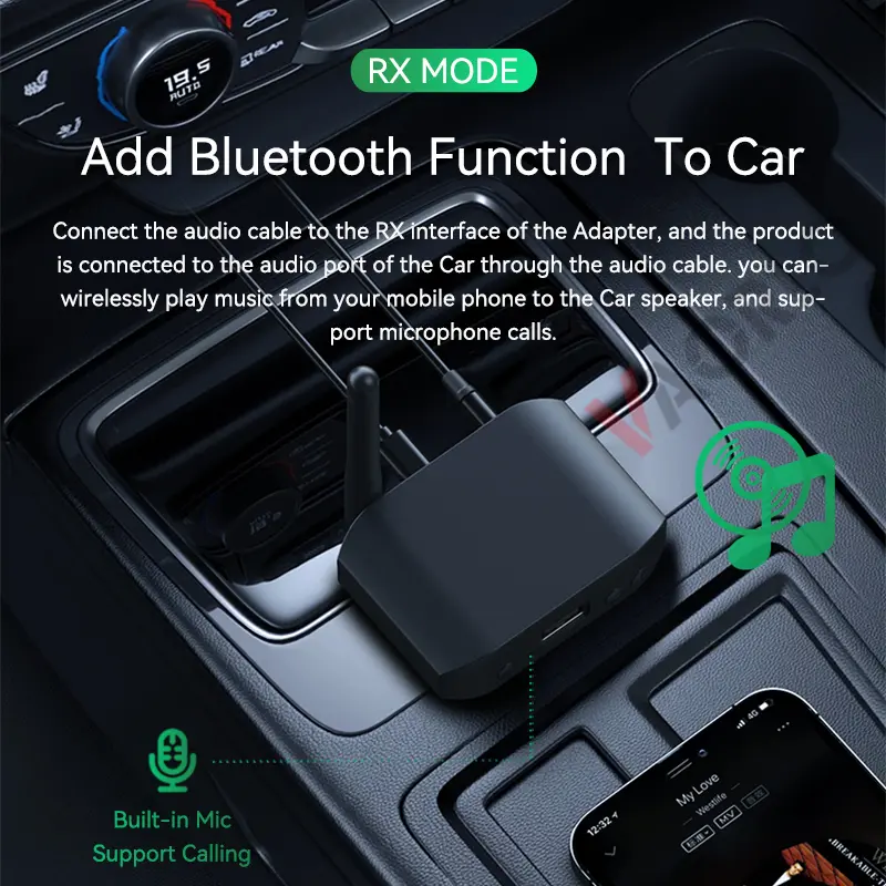 3 IN 1 Bluetooth 5.3 Audio Transmitter Receiver USB U-Disk Play 3.5mm AUX Stereo Music Wireless Adapter For Car PC TV Speaker
