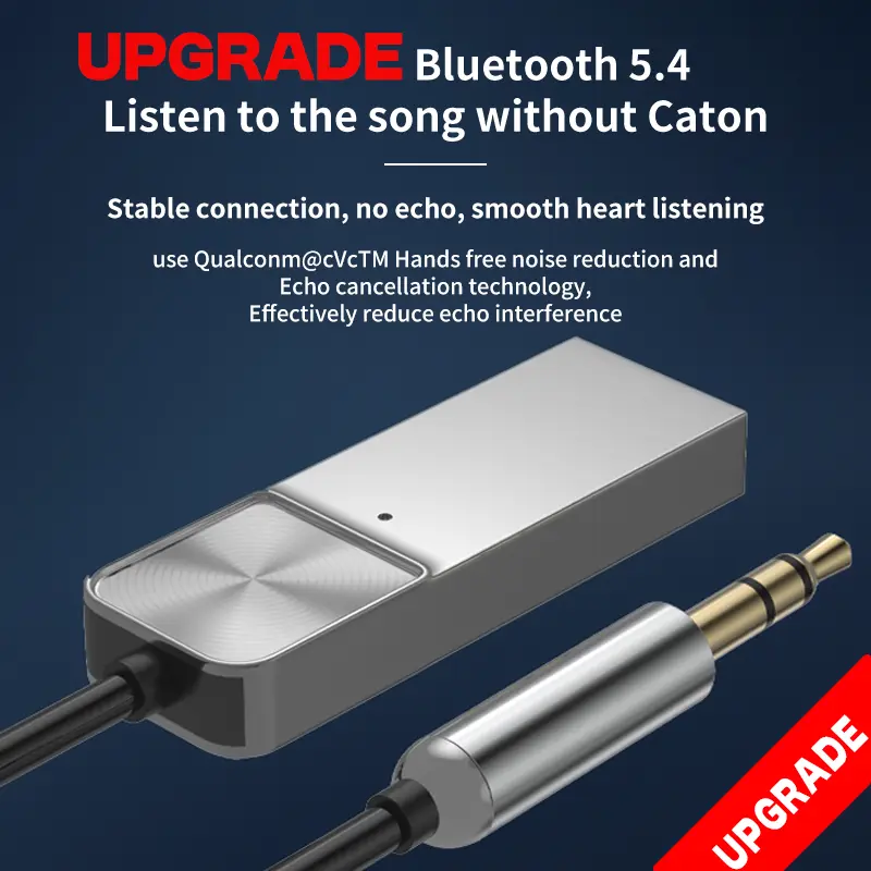 Upgrade Bluetooth 5.4 Audio Receiver Stereo Dongle USB To 3.5mm Jack Car Audio AUX Wireless Adapter With Mic For Car BT Transmit