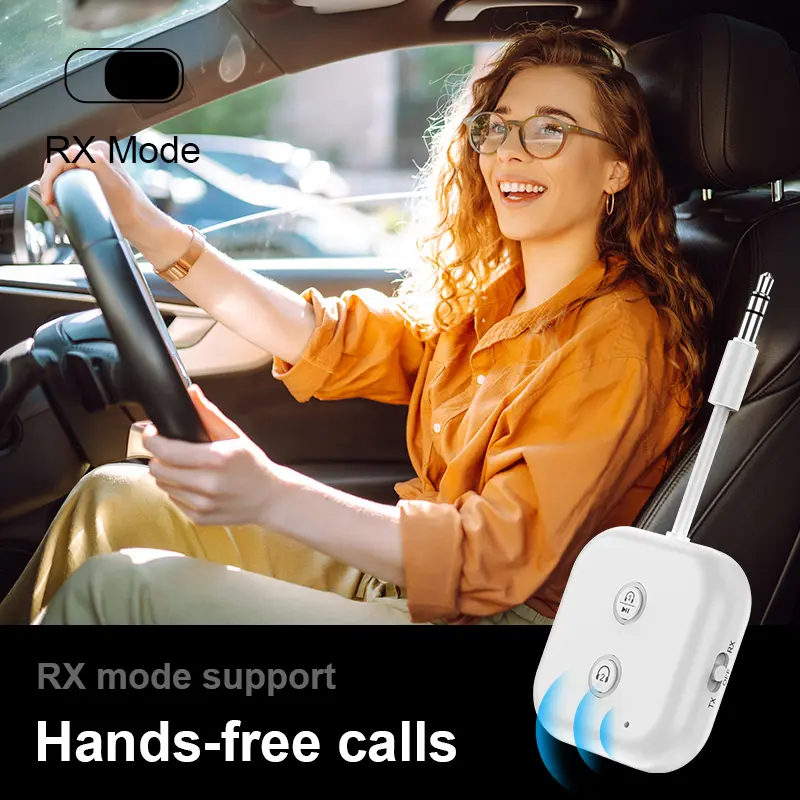 2 In 1 Dual Stream Bluetooth 5.3 Audio Transmitter Receiver 3.5MM AUX Stereo Wireless Adapter With Mic For Car Airplane TV PC