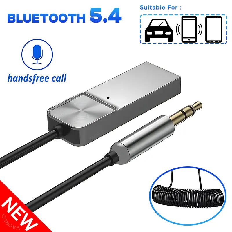 Upgrade Bluetooth 5.4 Audio Receiver Stereo Dongle USB To 3.5mm Jack Car Audio AUX Wireless Adapter With Mic For Car BT Transmit