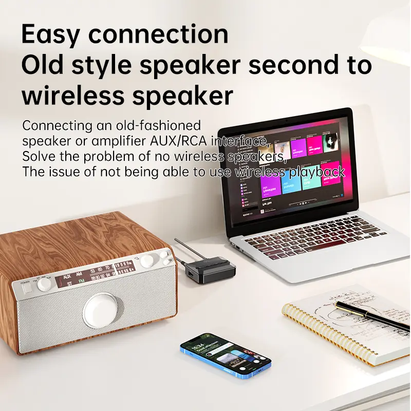 NFC Bluetooth 5.3 Audio Receiver RCA 3.5mm AUX USB Wireless Adapter With MIC Support U-Disk/TF Card Play For Car Kit Speaker