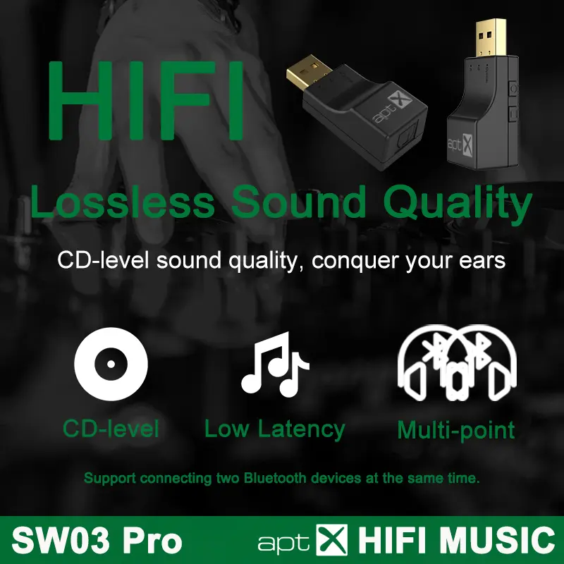 SW03 Pro APTX USB Optical Bluetooth Audio Transmitter aptX-Adaptive/HD/LL Dual Stream HIFI Wireless Adapter For PS4/3 Xbox TV PC