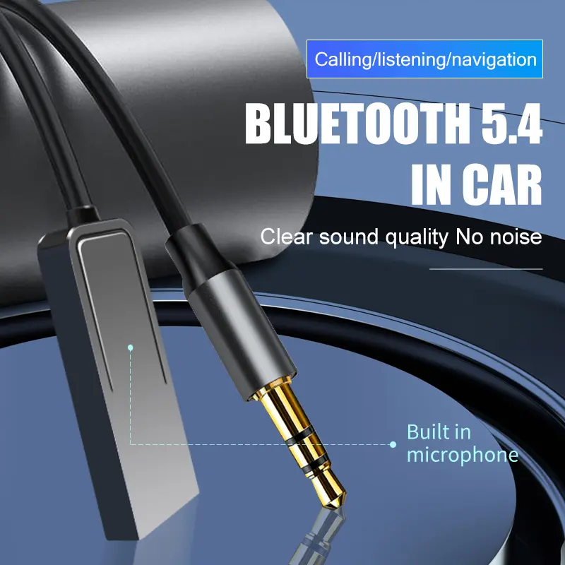 Bluetooth 5.4 Car Audio Receiver USB To 3.5mm AUX Car Wireless Music Adapter HIFI Sound With HD MIC For Car Kit Wired Speaker