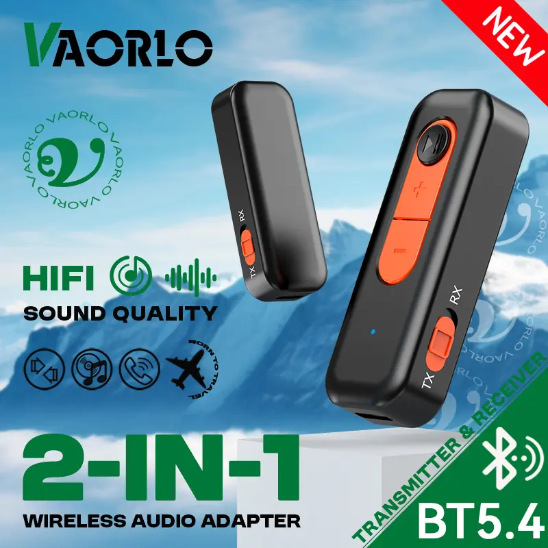 Bluetooth 5.4 Car Kit AUX Audio Adapter 2 IN 1 Receiver Transmitter Wireless HiFi Stereo Music 3.5MM With Mic Call For Speaker