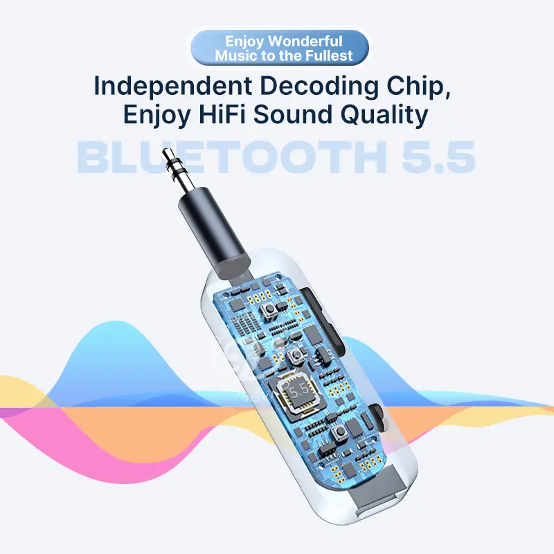 2 in 1 Bluetooth 5.5 Audio Receiver Transmitter 3.5MM AUX TF Card Stereo Music Wireless Adapter With Mic For Car TV PC Airplane