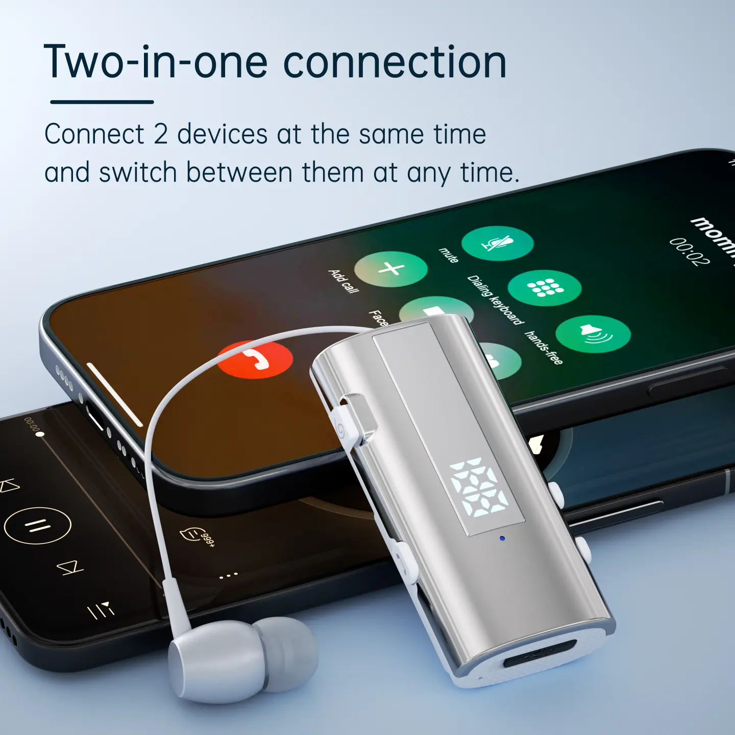 K92 Bluetooth 6.0 Lavalier Business Headset Call 30h/Music 50h Vibration Reminder LED Digital Display With Mic Wireless Earphone